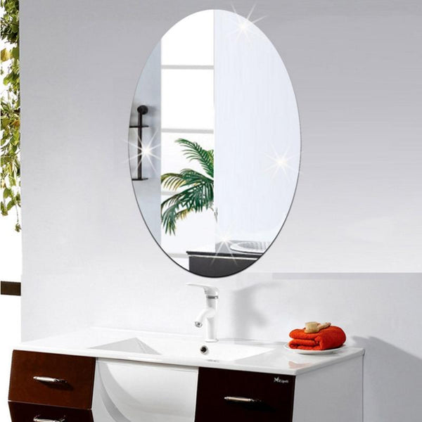 Wall Sticker 3D Mirror Effect Removable Rectangle Oval Background Decoration for Home XHC88
