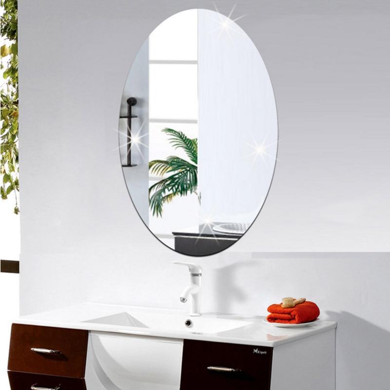 Wall Sticker 3D Mirror Effect Removable Rectangle Oval Background Decoration for Home XHC88