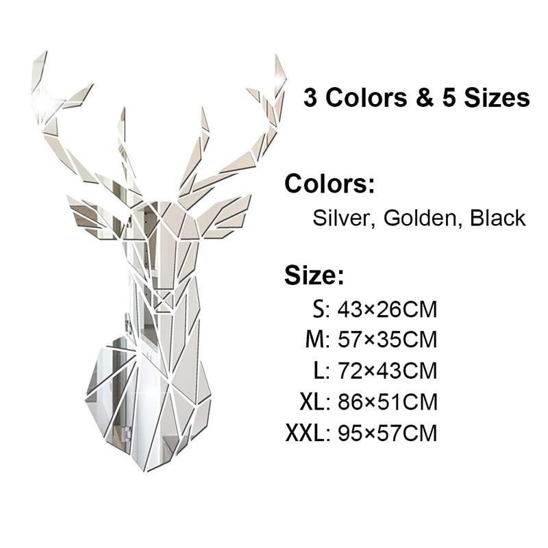 3D Mirror Wall Stickers Acrylic Sticker Big DIY Deer Decorative Mirror Wall Stickers For Kids Room Living Room Home Decor