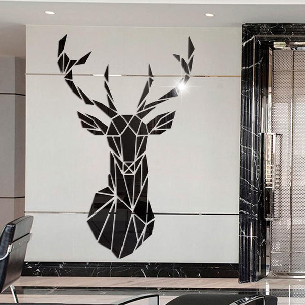 3D Mirror Wall Stickers Acrylic Sticker Big DIY Deer Decorative Mirror Wall Stickers For Kids Room Living Room Home Decor