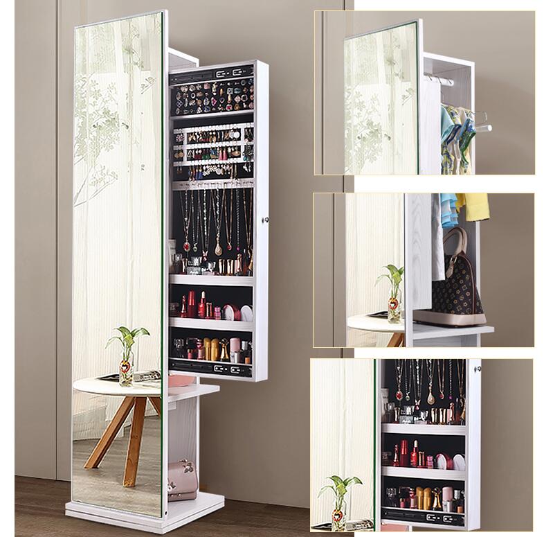 Wardrobe mirror full-body floor-to-ceiling mirror simple modern sitting room cabinet multi-functional rotating fitting mirror