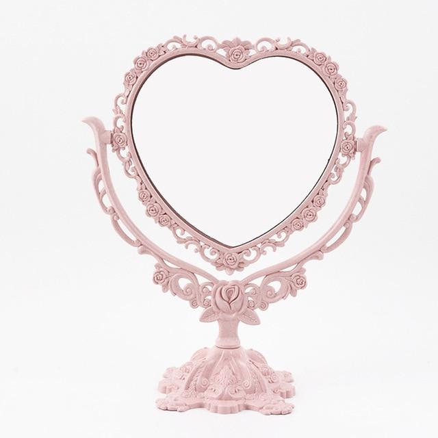 Desktop Makeup Mirror EU Style Rotatable Gothic Mirror Butterfly Rose Decor Beauty Tool Round Oval Heart Shape Makeup Mirror
