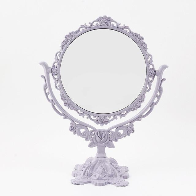 Desktop Makeup Mirror EU Style Rotatable Gothic Mirror Butterfly Rose Decor Beauty Tool Round Oval Heart Shape Makeup Mirror
