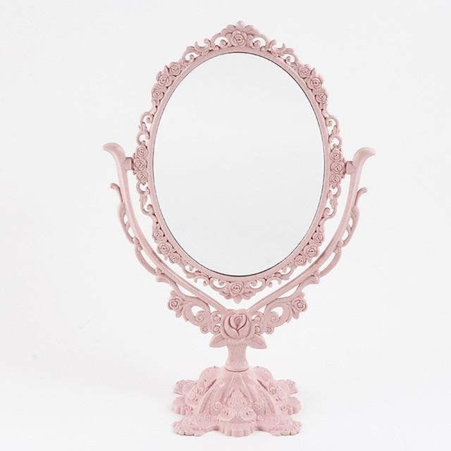 Desktop Makeup Mirror EU Style Rotatable Gothic Mirror Butterfly Rose Decor Beauty Tool Round Oval Heart Shape Makeup Mirror