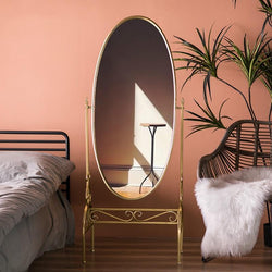 Oval Makeup Princess Mirror European Style Bracket Rotating Floor Mirror Creative Home Decorative Mirror