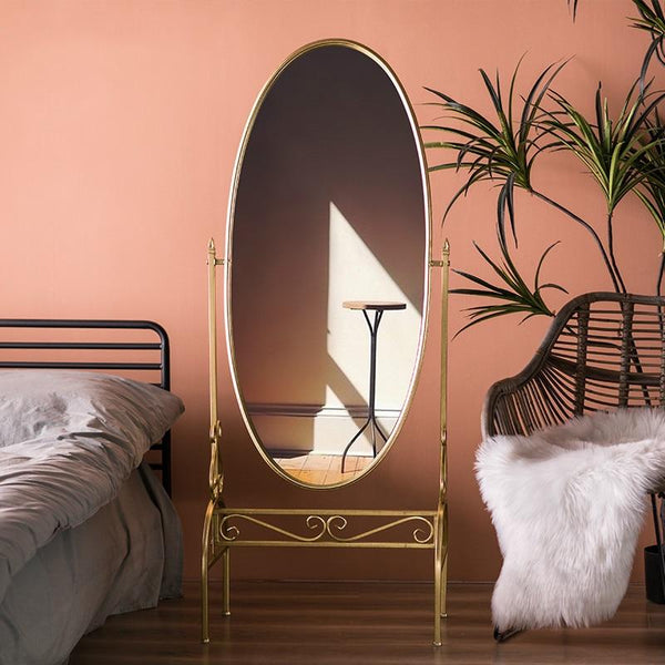 Oval Makeup Princess Mirror European Style Bracket Rotating Floor Mirror Creative Home Decorative Mirror