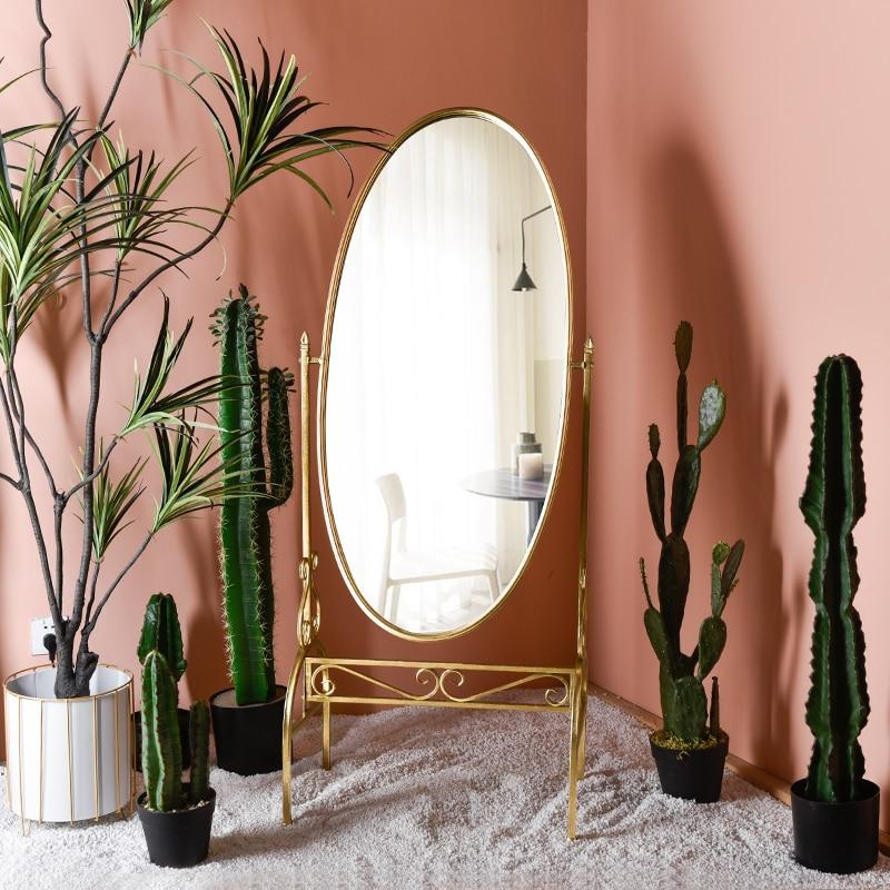 Oval Makeup Princess Mirror European Style Bracket Rotating Floor Mirror Creative Home Decorative Mirror