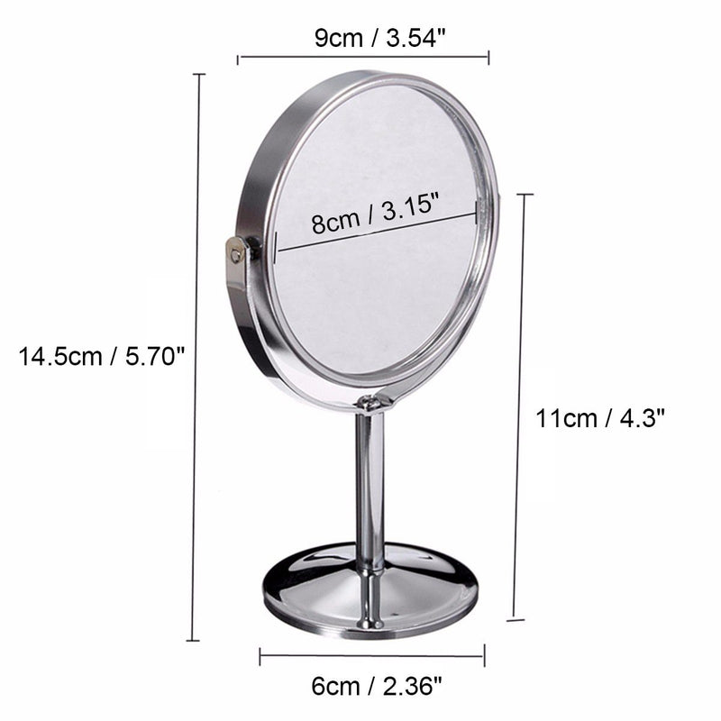 Metal Magnifying Cosmetic Mirror Double Sided Lady Table Desk Standing Dresser Make Up Mirror Round Desktop Rotating Mirror