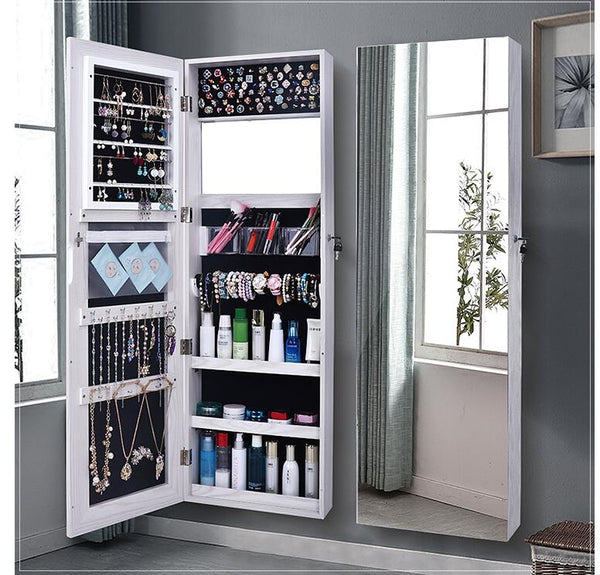 Full-length mirror dressing mirror female bedroom wall-mounted fitting mirror wardrobe large mirror jewelry storage cabinet hous