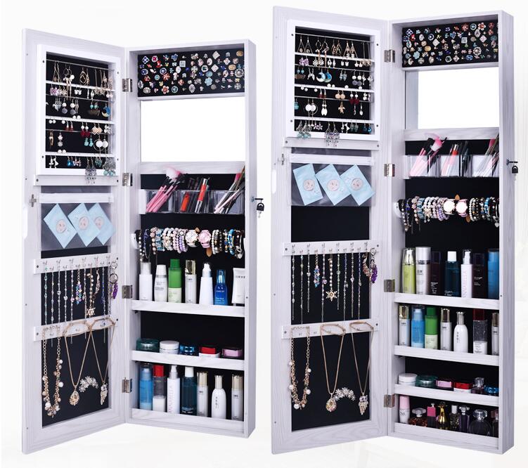 Full-length mirror dressing mirror female bedroom wall-mounted fitting mirror wardrobe large mirror jewelry storage cabinet hous