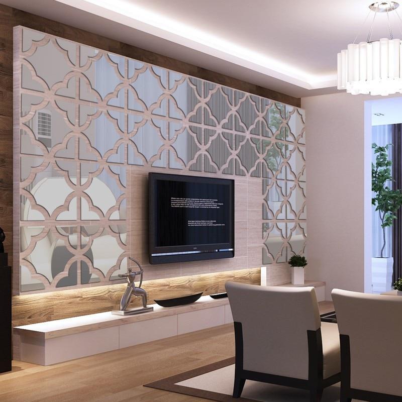 wall stickers big 3d Decorative stickers living home real diy modern fashion acrylic large mirror pattern surface