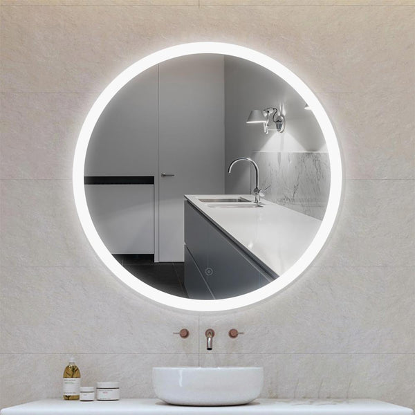 LED Illuminated Mirror Round Makeup Bathroom Mirror Vanity Cosmetic Eye Protected Wall Mounted Lighted Mirror
