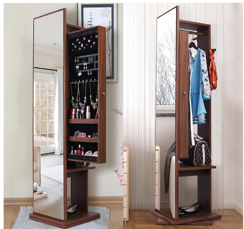 Wardrobe mirror full-body floor-to-ceiling mirror simple modern sitting room cabinet multi-functional rotating fitting mirror