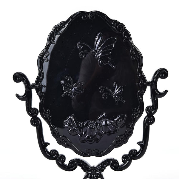 High quality Black Butterfly Rotatable Vintage Desktop Gothic Rose Stand Compact Makeup Mirror Small Size