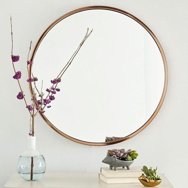 Retro Simple Metal Round bathroom mirror wall mounted home bedroom mirror dressing table decoration makeup mirror