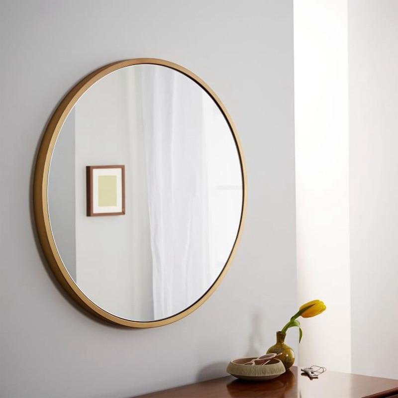 Retro Simple Metal Round bathroom mirror wall mounted home bedroom mirror dressing table decoration makeup mirror