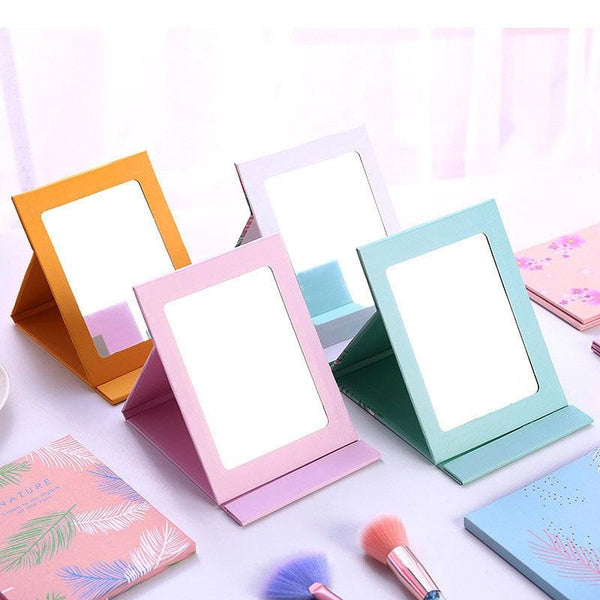 Hot Sale Desktop Princess Makeup Mirror Simple Rectangle Folding Mirror Compact Pocket Cartoon Dormitory Cosmetic Mirror