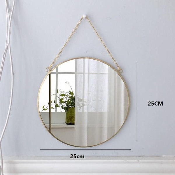 Iron Wall Hanging Personality Round Mirror Creative Bathroom Mirror Simple Fashion Bathroom Decoration Vanity Mirror ZSP12291