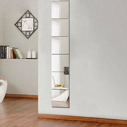 9Pc/16pc 15CM Silver Square Mirror Tile Wall Stickers Decal Home Bath Living Room Mirror Wall Stickers Decal Self-adhesive Decor