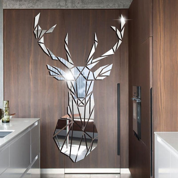3D Mirror Wall Stickers Acrylic Sticker Big DIY Deer Decorative Mirror Wall Stickers For Kids Room Living Room Home Decor