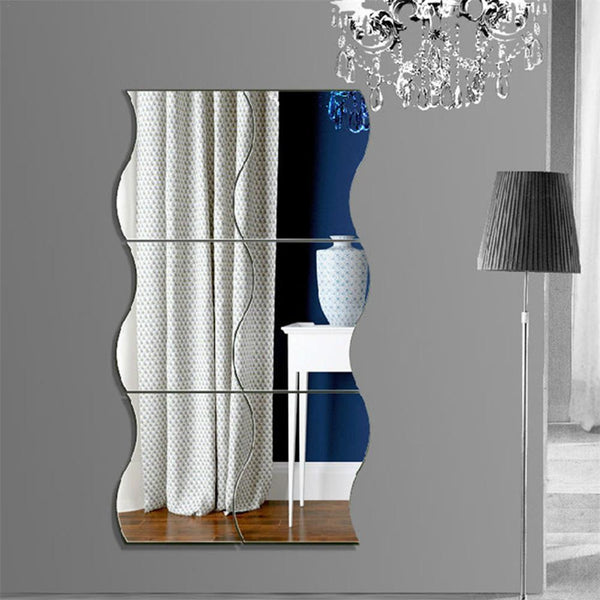 6Pcs/set DIY Waist Line 3D Mirror Sticker Modern Acrylic Wall Decor Room Decoration Wall Stickers For Kids Rooms Living Room