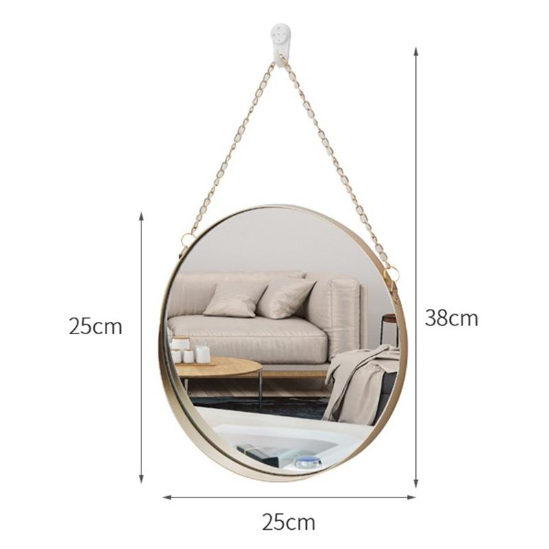 Round Hanging Mirror Metal Wall Mount Mirror Art Toilet Bathroom Decor Nordic Style Mirror