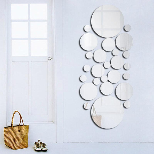 Geometric Circle Mirror Wall Sticker Home Background Decoration Home Decoration 3D Accessories Stereo Removable Round Mirror