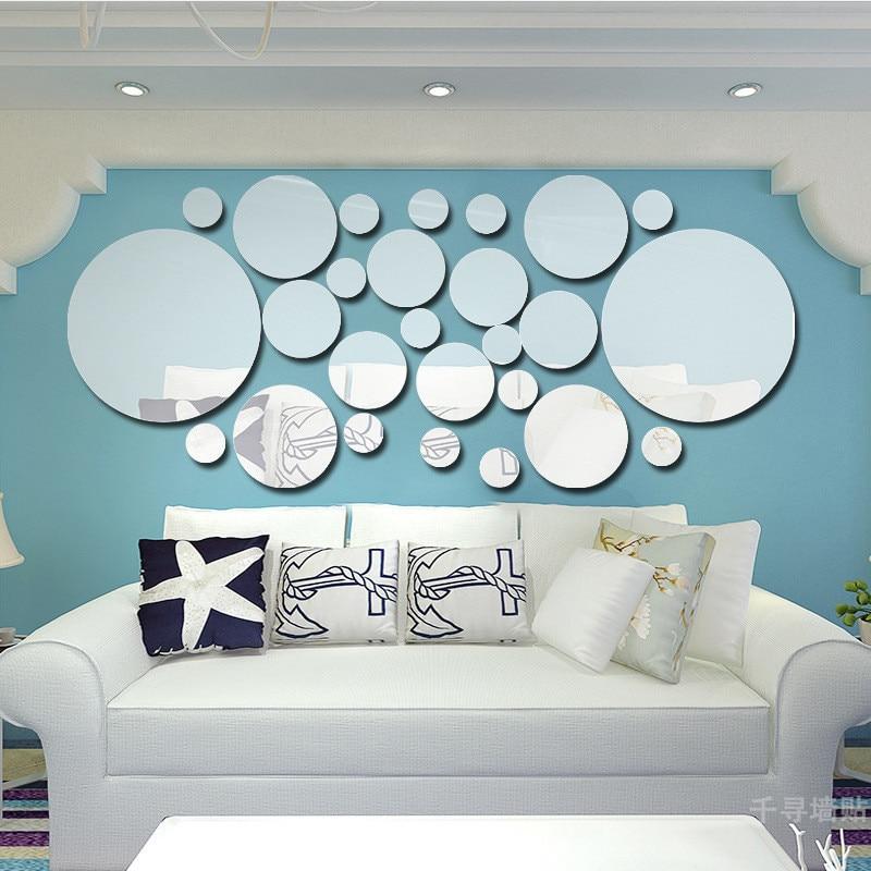 Geometric Circle Mirror Wall Sticker Home Background Decoration Home Decoration 3D Accessories Stereo Removable Round Mirror