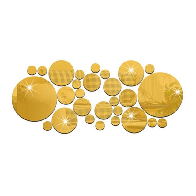 Geometric Circle Mirror Wall Sticker Home Background Decoration Home Decoration 3D Accessories Stereo Removable Round Mirror