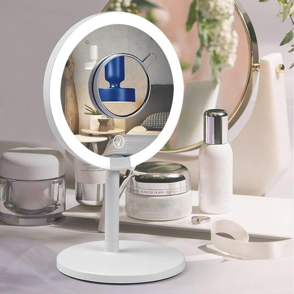 Desktop LED Vanity Makeup Mirror 6.7 Inch 3X Magnifying Three Adjustable 135 Rotation Beauty Mirrors Touch Screen USB Charging