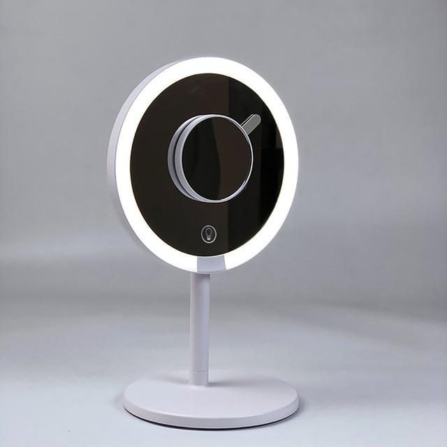 Desktop LED Vanity Makeup Mirror 6.7 Inch 3X Magnifying Three Adjustable 135 Rotation Beauty Mirrors Touch Screen USB Charging