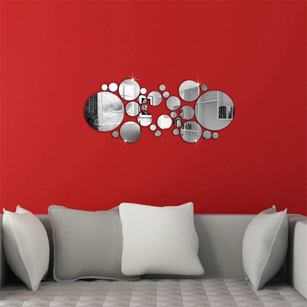 Geometric Circle Mirror Wall Sticker Home Background Decoration Home Decoration 3D Accessories Stereo Removable Round Mirror