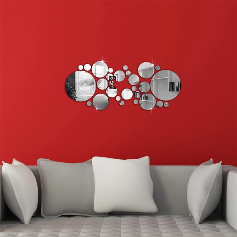 Geometric Circle Mirror Wall Sticker Home Background Decoration Home Decoration 3D Accessories Stereo Removable Round Mirror