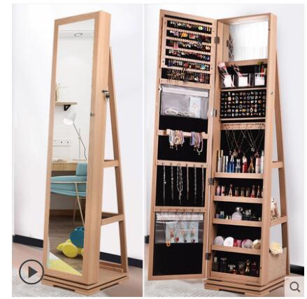 Full-body mirror cloakroom floor mirror modern simple rotating fitting mirror jewelry storage cabinet full-length mirror