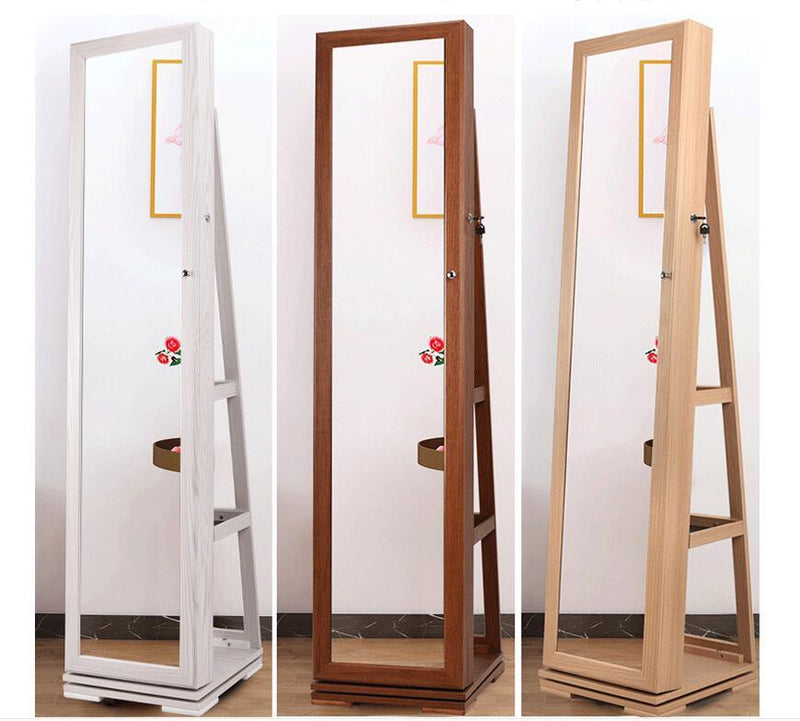 Full-body mirror cloakroom floor mirror modern simple rotating fitting mirror jewelry storage cabinet full-length mirror