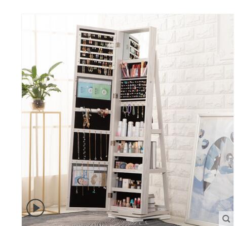 Full-body mirror cloakroom floor mirror modern simple rotating fitting mirror jewelry storage cabinet full-length mirror