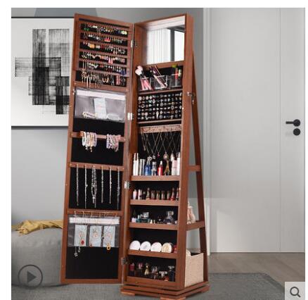 Full-body mirror cloakroom floor mirror modern simple rotating fitting mirror jewelry storage cabinet full-length mirror