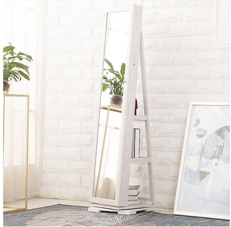 Full-body mirror cloakroom floor mirror modern simple rotating fitting mirror jewelry storage cabinet full-length mirror