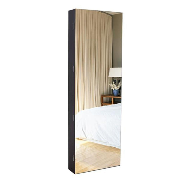 Retro PVC Wood Grain Coating Whole Body Mirror Decoration Storage Dressing Mirror Jewelry Mirror Cabinet Brown