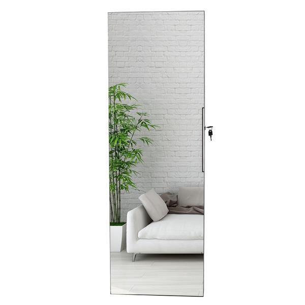 Retro PVC Wood Grain Coating Whole Body Mirror Decoration Storage Dressing Mirror Jewelry Mirror Cabinet Brown