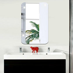 Wall Sticker 3D Mirror Effect Removable Rectangle Oval Background Decoration for Home J2Y