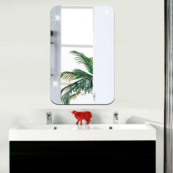 Wall Sticker 3D Mirror Effect Removable Rectangle Oval Background Decoration for Home J2Y