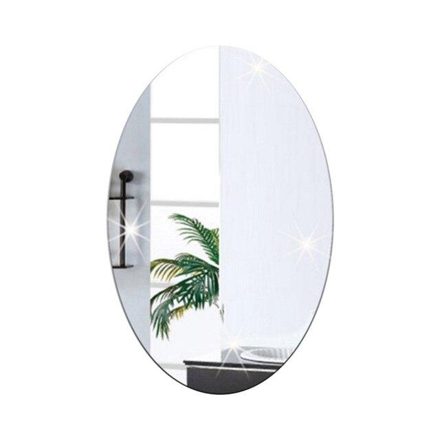 Wall Sticker 3D Mirror Effect Removable Rectangle Oval Background Decoration for Home J2Y