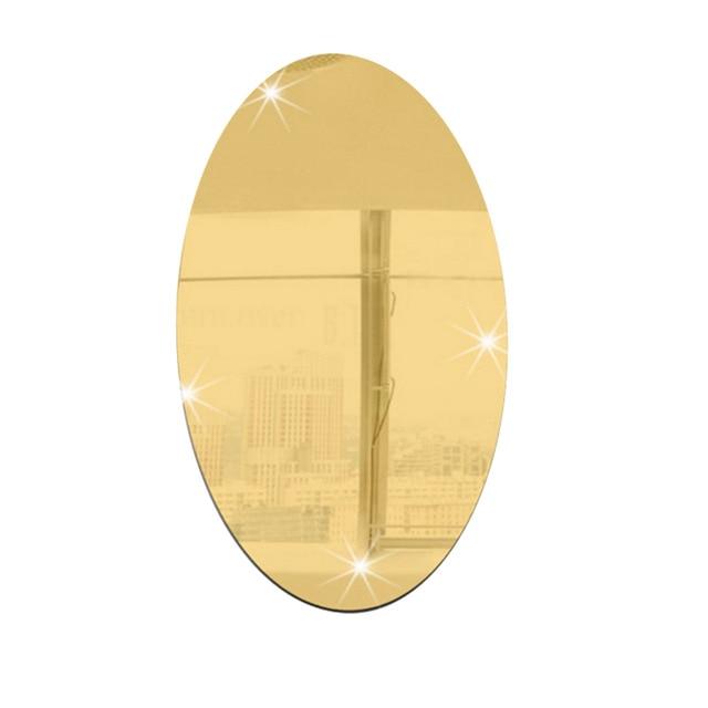 Wall Sticker 3D Mirror Effect Removable Rectangle Oval Background Decoration for Home J2Y