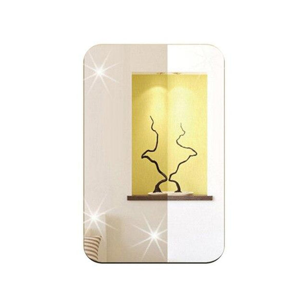 Wall Sticker 3D Mirror Effect Removable Rectangle Oval Background Decoration for Home J2Y