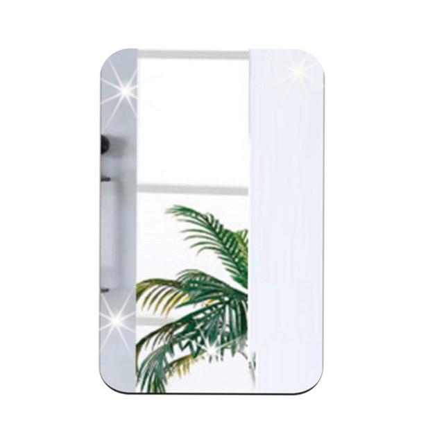 Wall Sticker 3D Mirror Effect Removable Rectangle Oval Background Decoration for Home J2Y